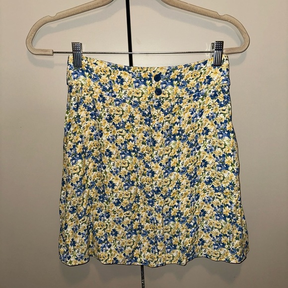 A.P.C. Christa floral A-Line crêpe de chine Blue & Yellow skirt Size 34FR - US2 - Picture 4 of 8